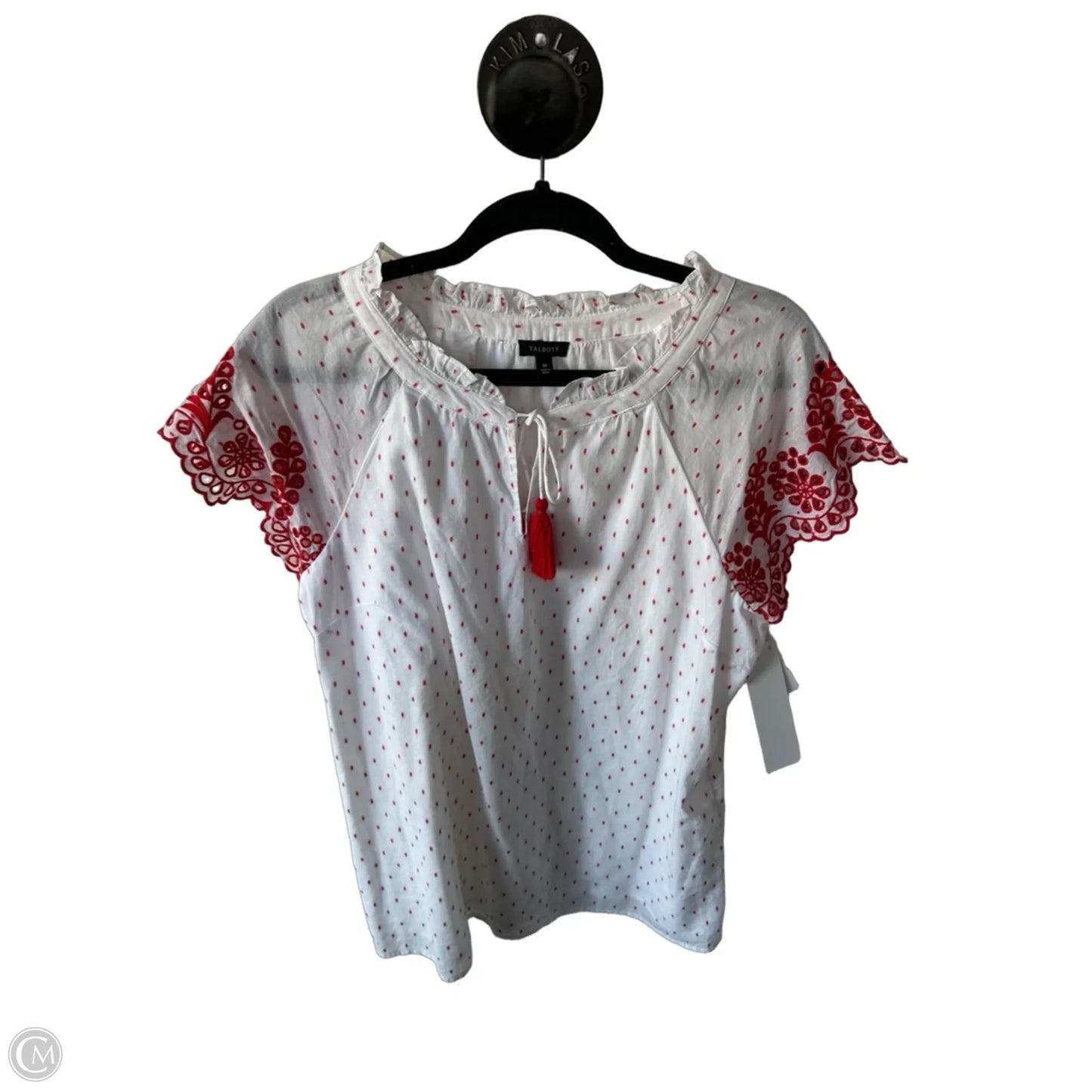 Top Short Sleeve By Talbots In Red & White, Size: M