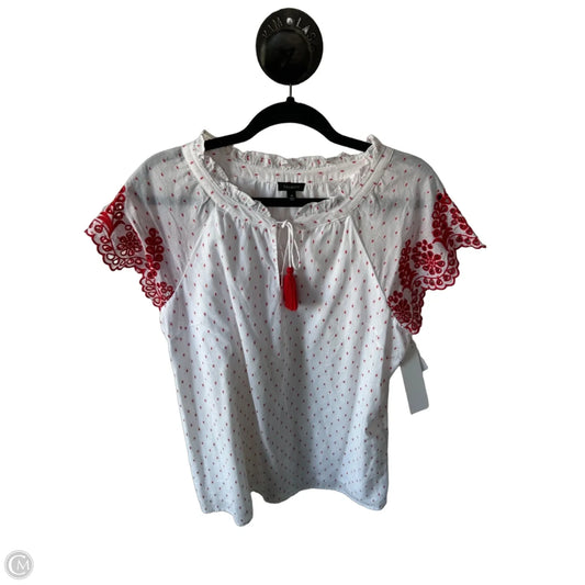 Top Short Sleeve By Talbots In Red & White, Size: M