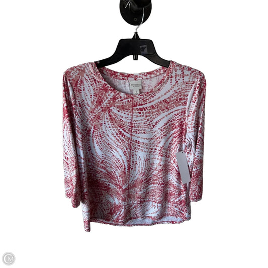 Top 3/4 Sleeve By Chicos In Red & White, Size: M