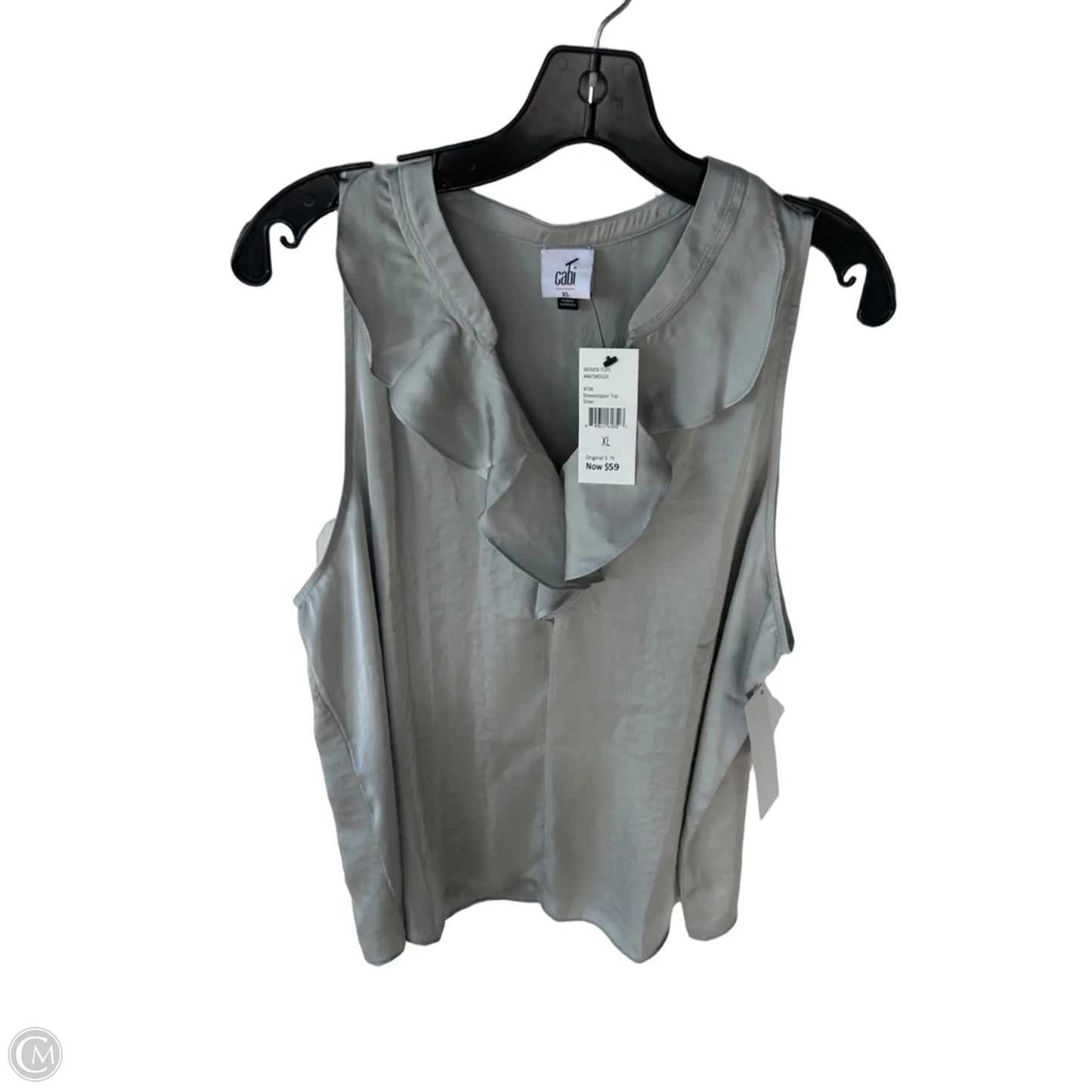Top Sleeveless By Cabi In Silver, Size: Xl