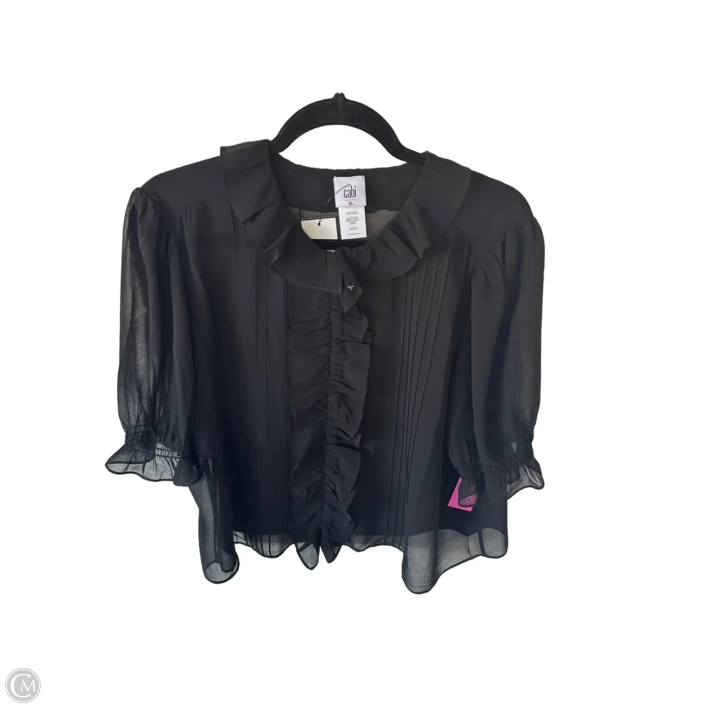 Blouse Short Sleeve By Cabi In Black, Size: Xl
