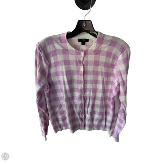 Sweater Cardigan By J. Crew In Purple & White, Size: L