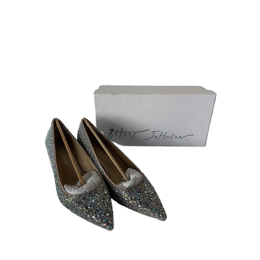 Shoes Heels Kitten By Betsey Johnson In Silver, Size: 8.5