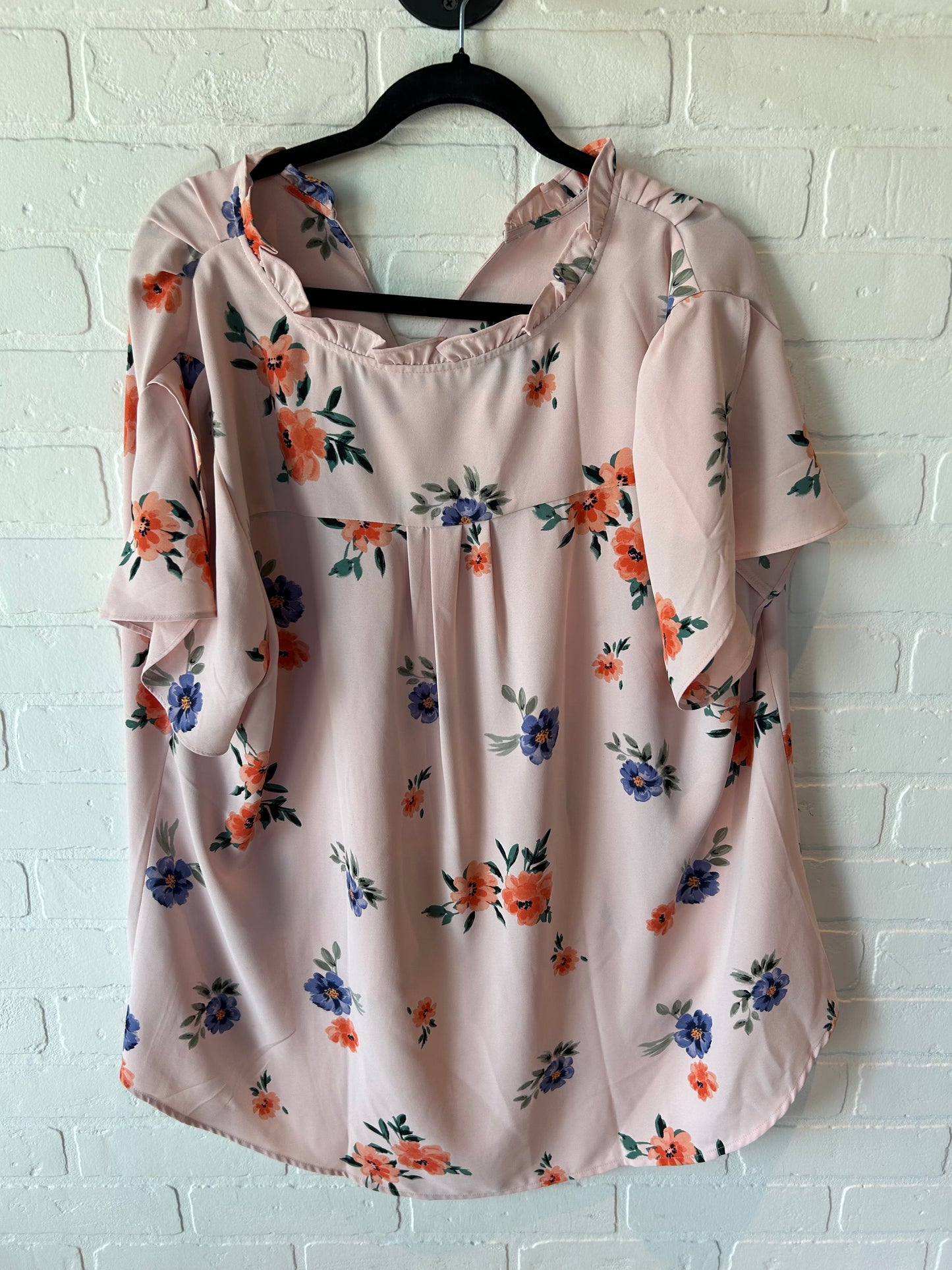 Blouse Short Sleeve By 41 Hawthorn In Peach, Size: 2x