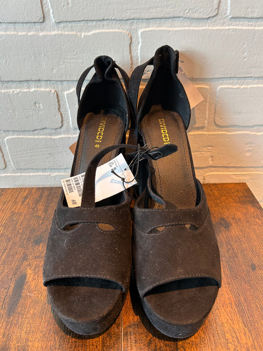 Black Sandals Heels Block Divided, Size 10