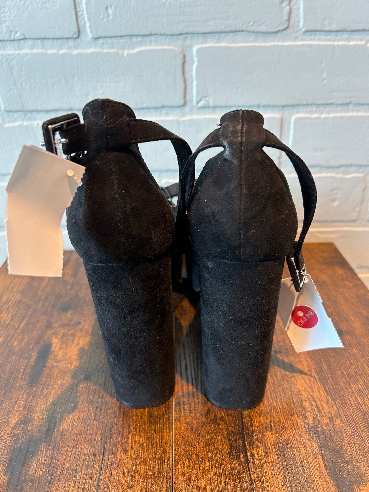 Black Sandals Heels Block Divided, Size 10