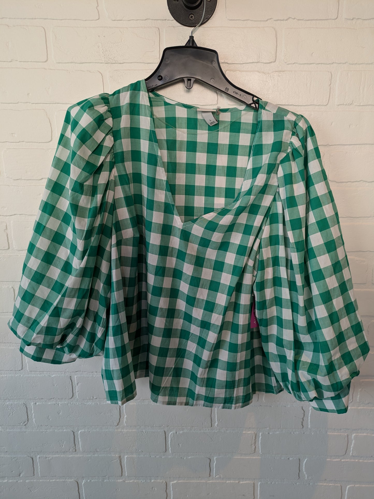 Top Long Sleeve By A New Day In Green & White, Size: L