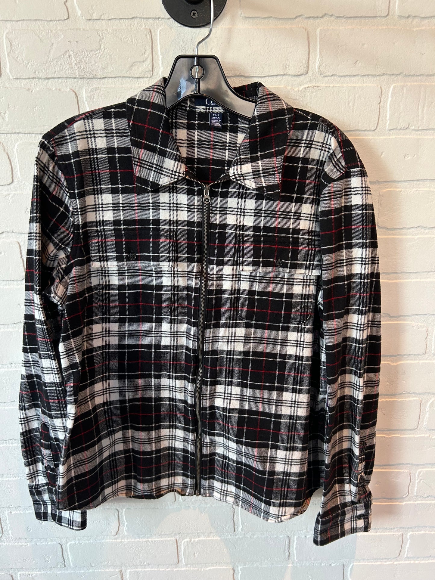 Jacket Shirt By Chaps In Black & Red, Size: L