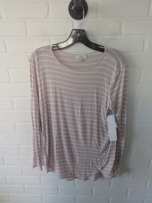 Top Long Sleeve By Loft In Pink & White, Size: Xs