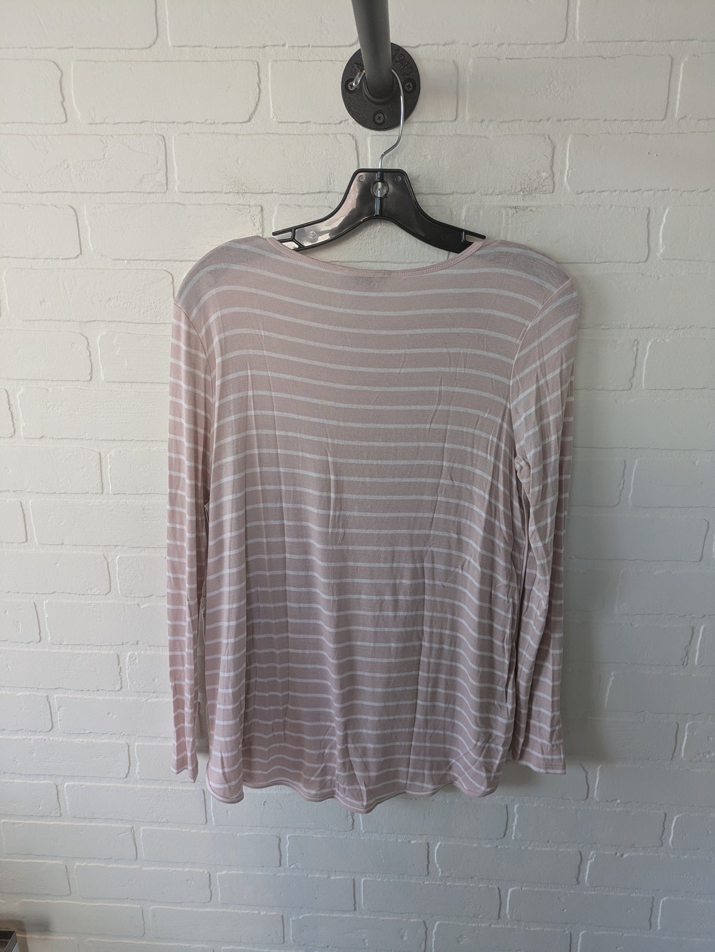 Top Long Sleeve By Loft In Pink & White, Size: Xs