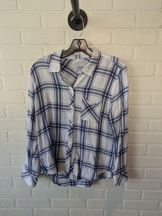 Top Long Sleeve By Rails In Blue & White, Size: M