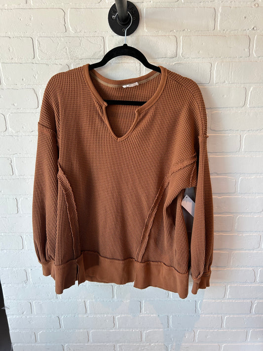 Top Long Sleeve By Cmc In Brown, Size: S