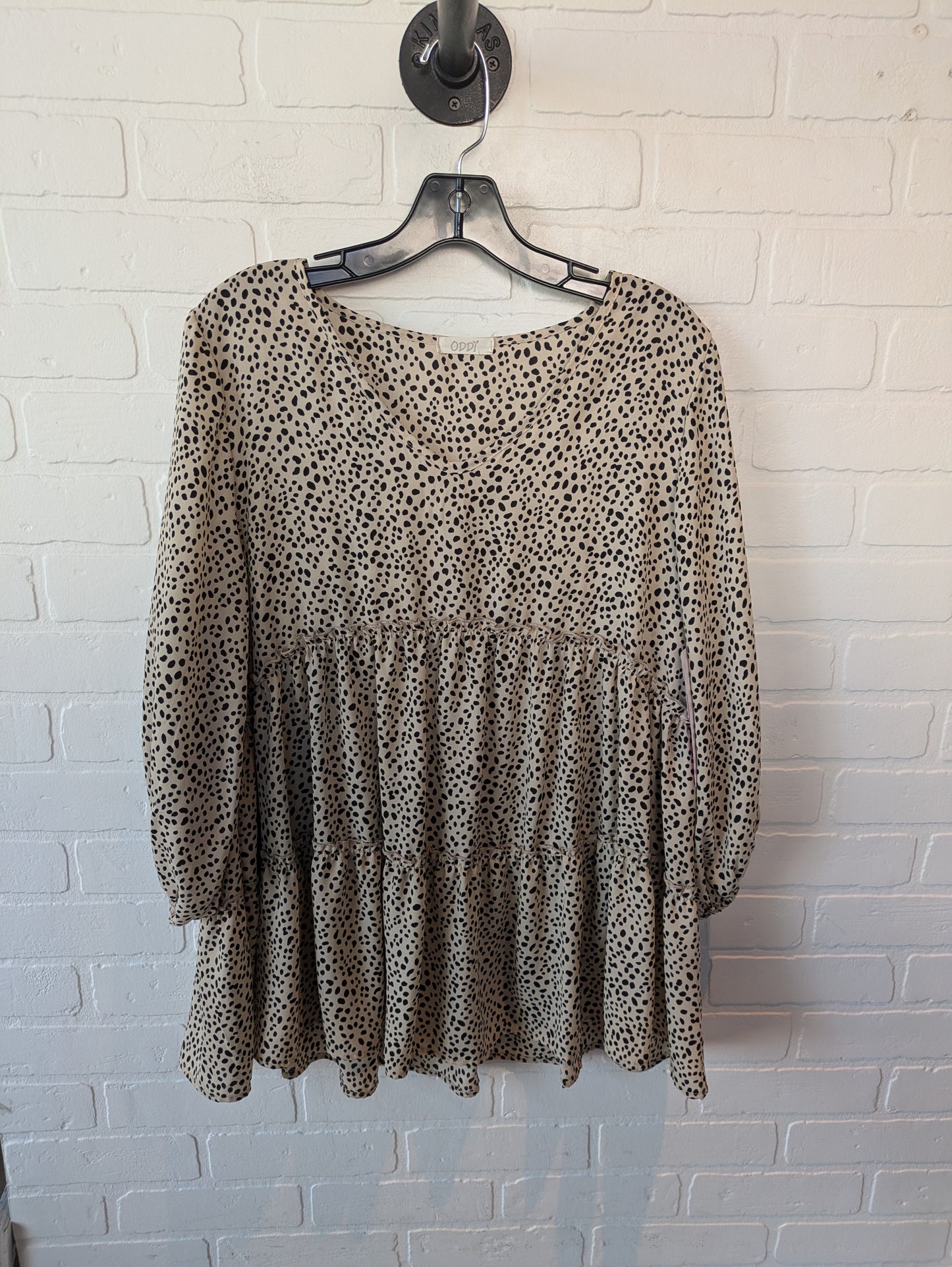 Top Long Sleeve By Oddi In Black & Cream, Size: L