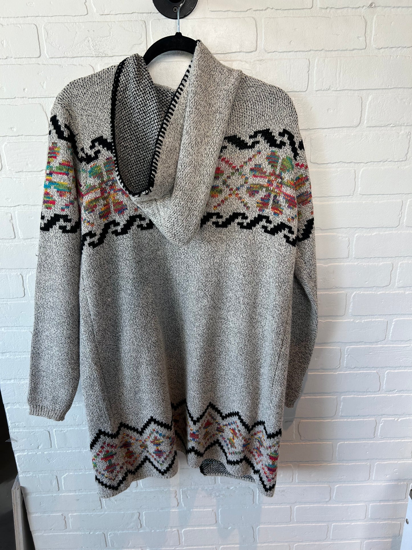 Sweater Cardigan By Clothes Mentor In Grey & Orange, Size: L