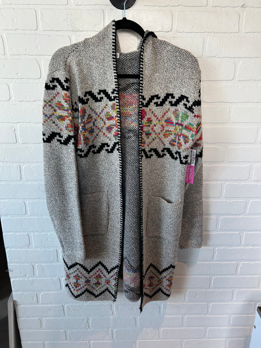 Sweater Cardigan By Clothes Mentor In Grey & Orange, Size: L