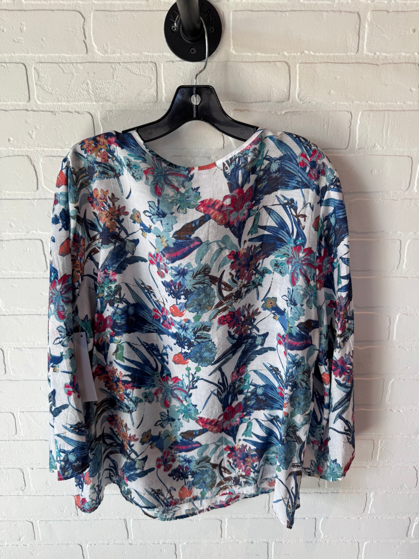 Top Long Sleeve By Ethyl In Blue & White, Size: Xl