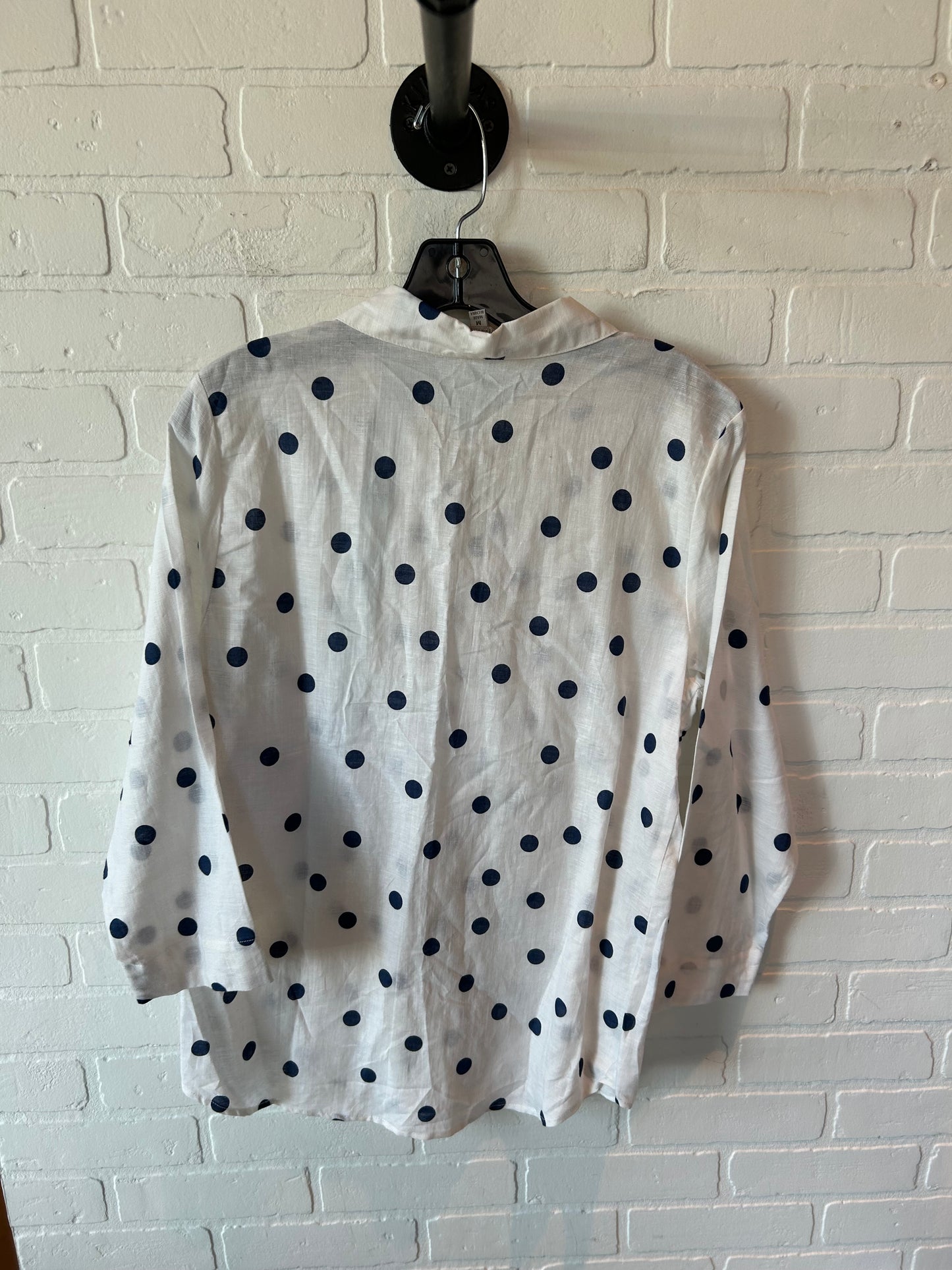 Top Long Sleeve By Cmc In Blue & White, Size: M