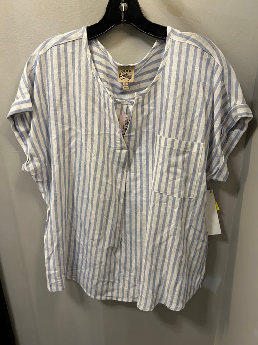 Top Short Sleeve By Como Vintage In Blue & White, Size: Xl