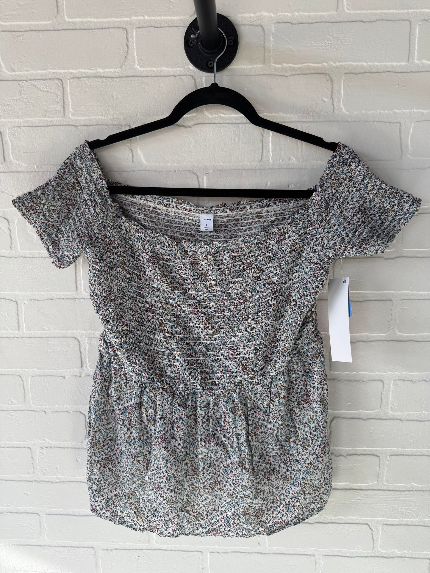 Top Short Sleeve By Old Navy In Blue & Cream, Size: L