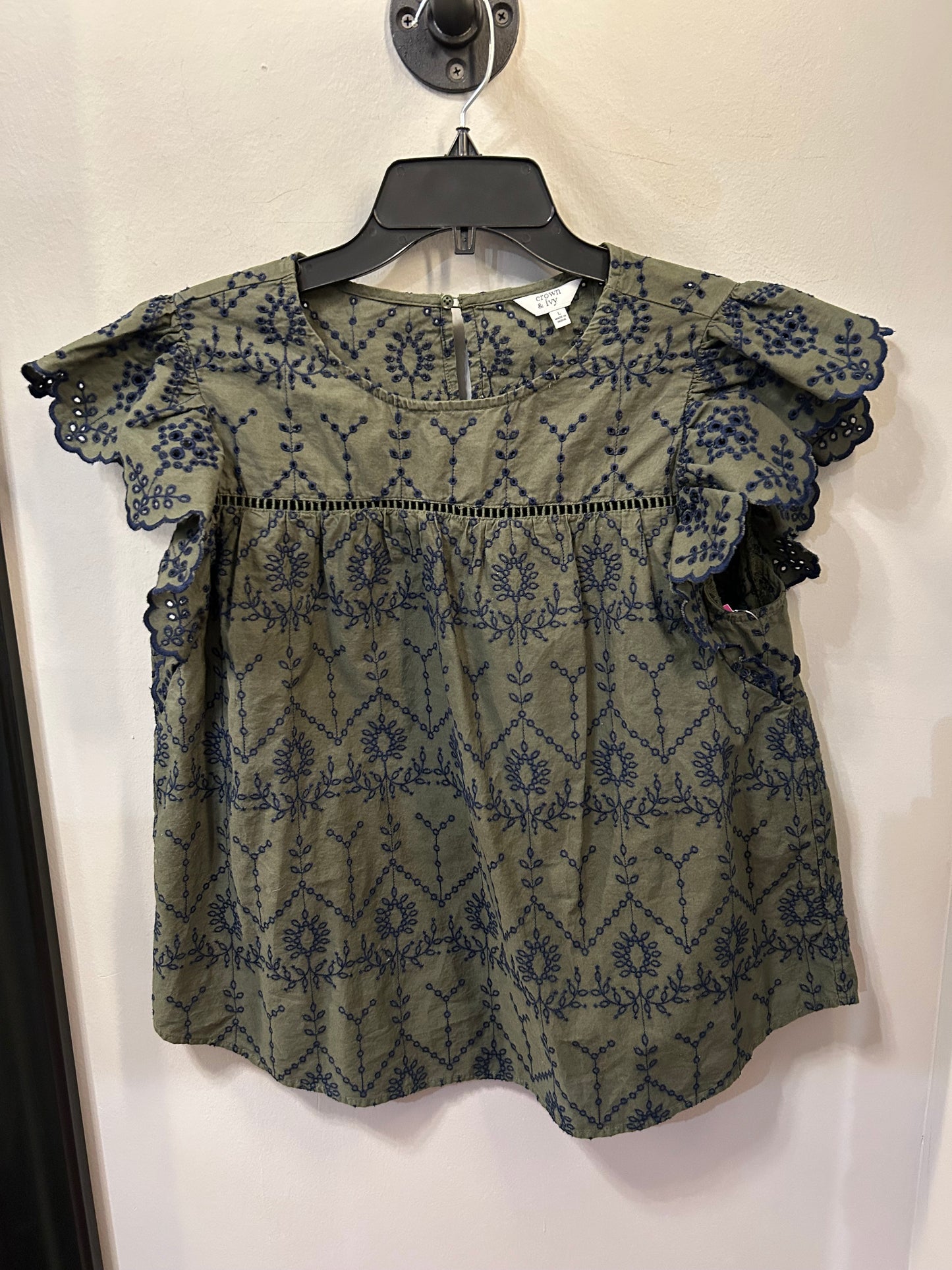 Top Short Sleeve By Crown And Ivy In Blue & Green, Size: L