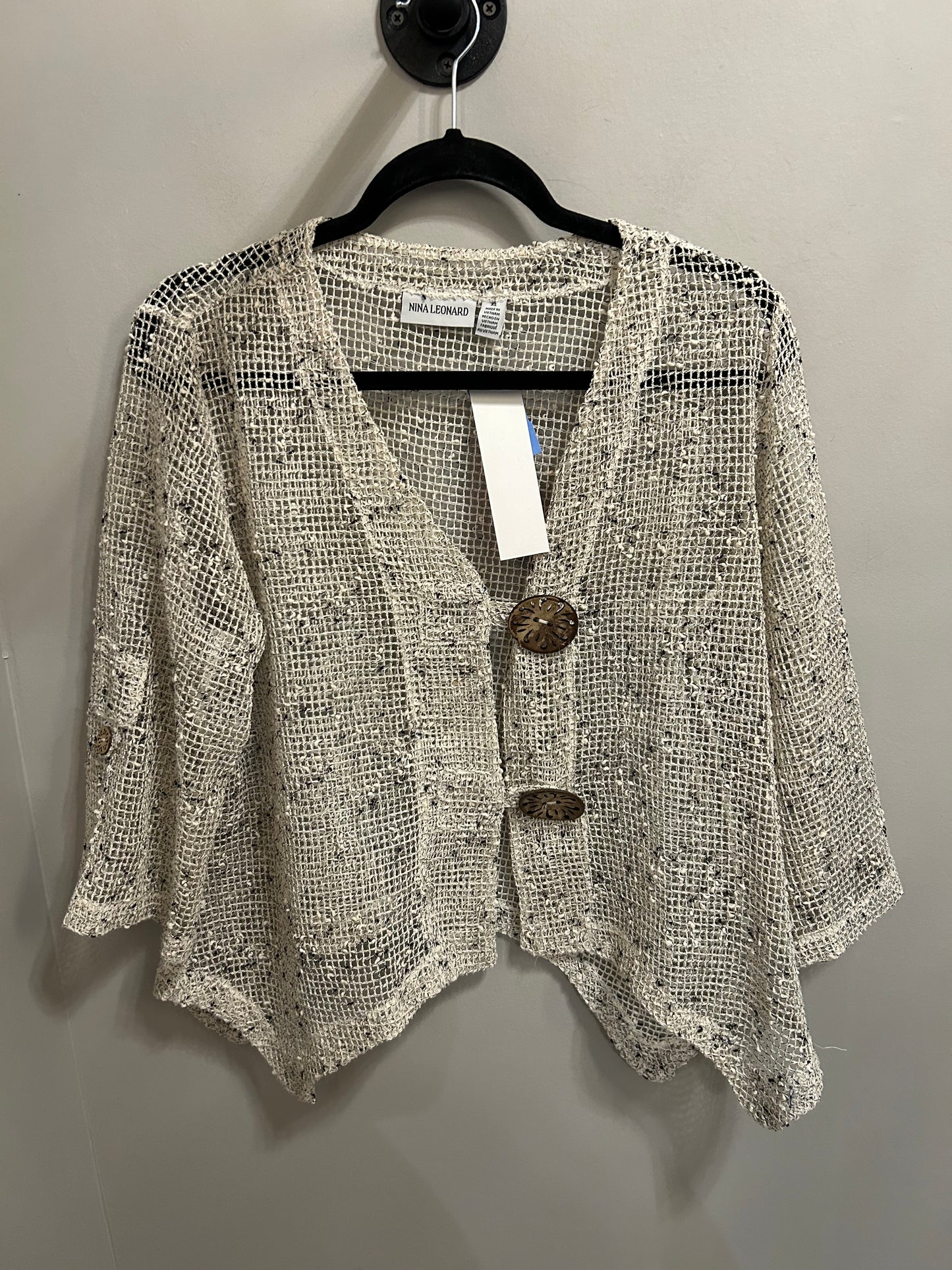 Cardigan By Nina Leonard In Black & Tan, Size: Xl