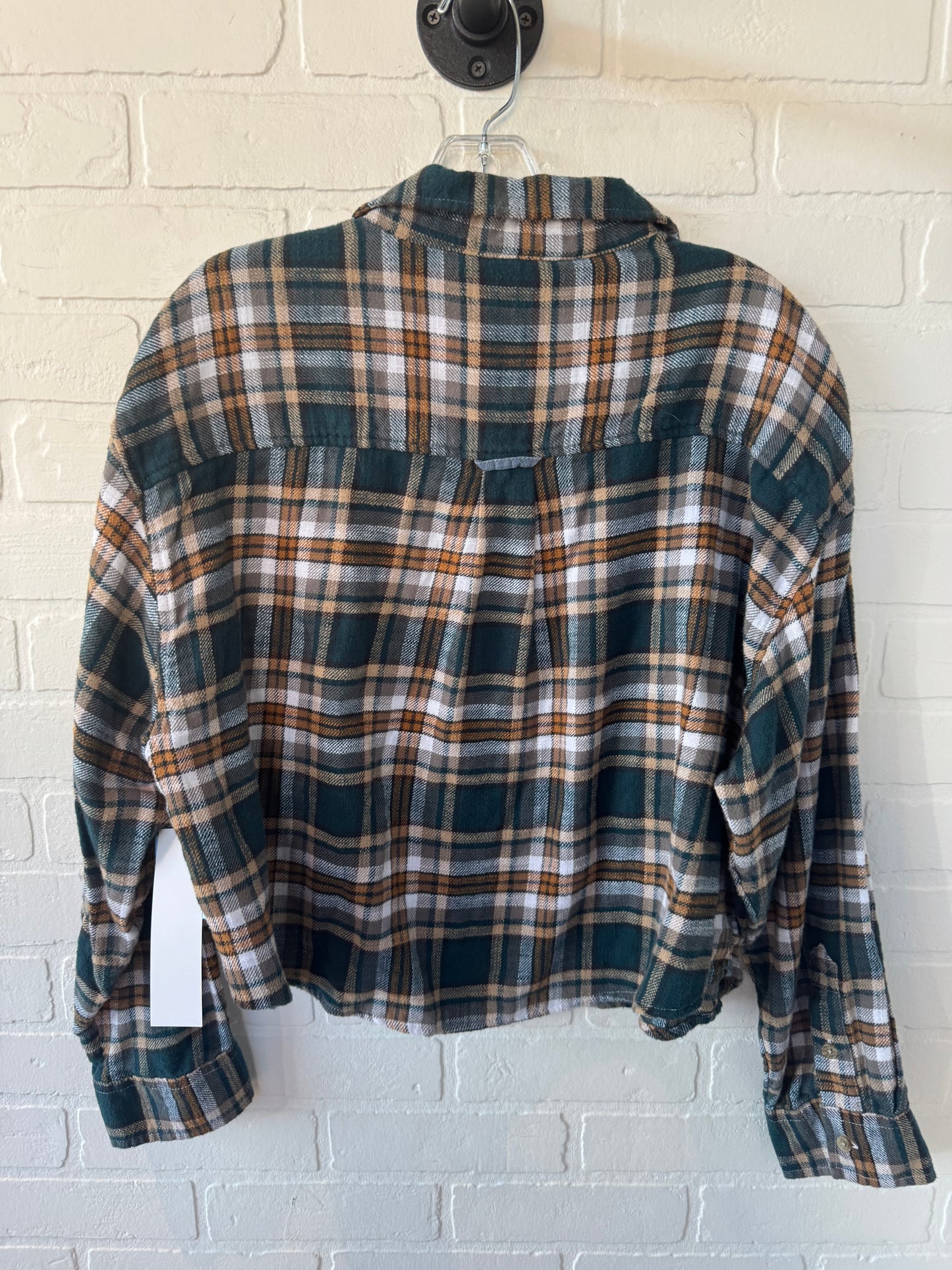 Top Long Sleeve By American Eagle In Green & Tan, Size: Xl