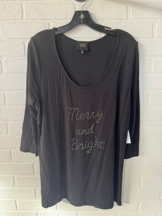 Top Long Sleeve Basic By W5 In Black, Size: 1x