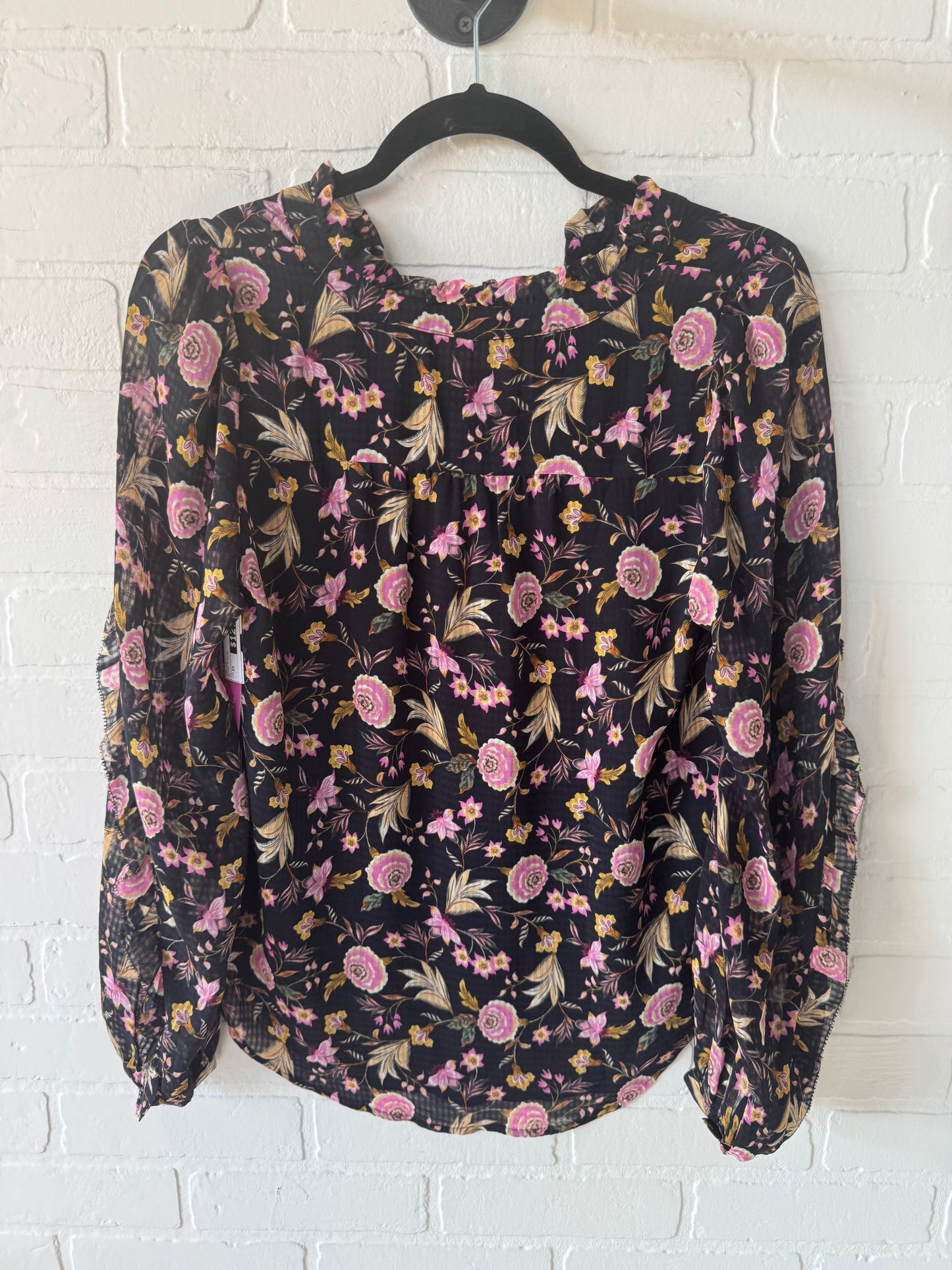 Top Long Sleeve By Loft In Black & Pink, Size: Xs