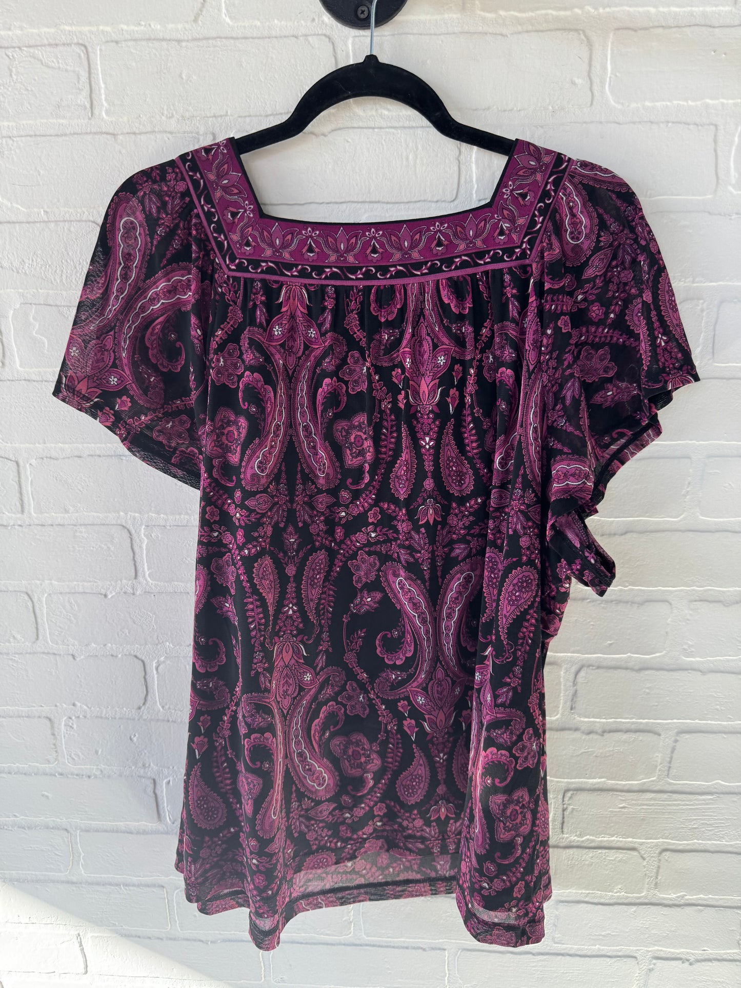 Top Short Sleeve By Apt 9 In Black & Purple, Size: 2x