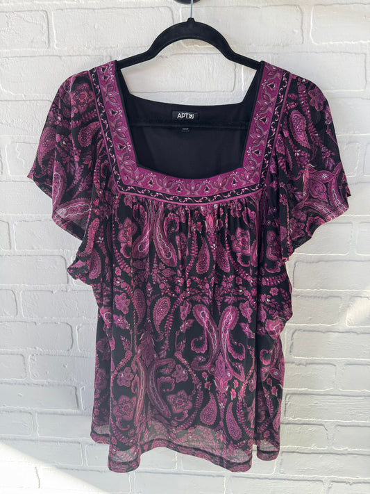 Top Short Sleeve By Apt 9 In Black & Purple, Size: 2x