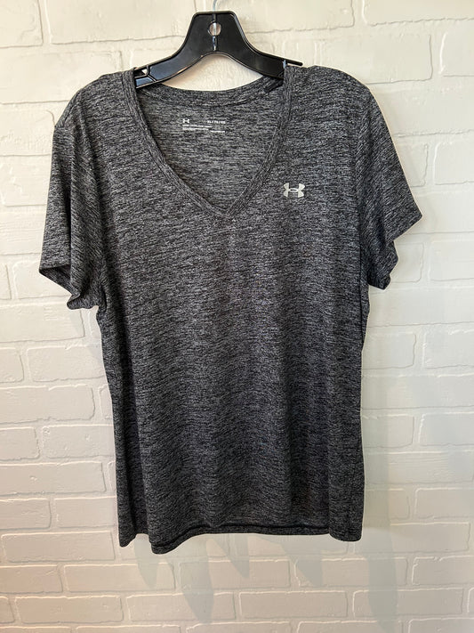 Athletic Top Short Sleeve By Under Armour In Black & Grey, Size: Xl