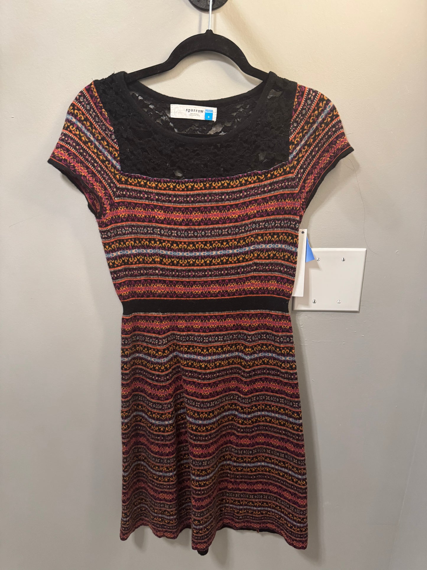 Dress Sweater By Sparrow In Black & Orange, Size: S