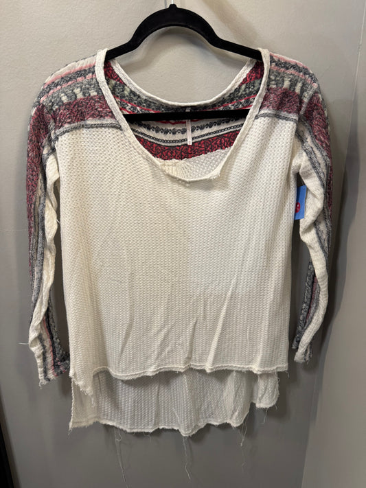 Top Long Sleeve By Free People In Red & White, Size: Xs