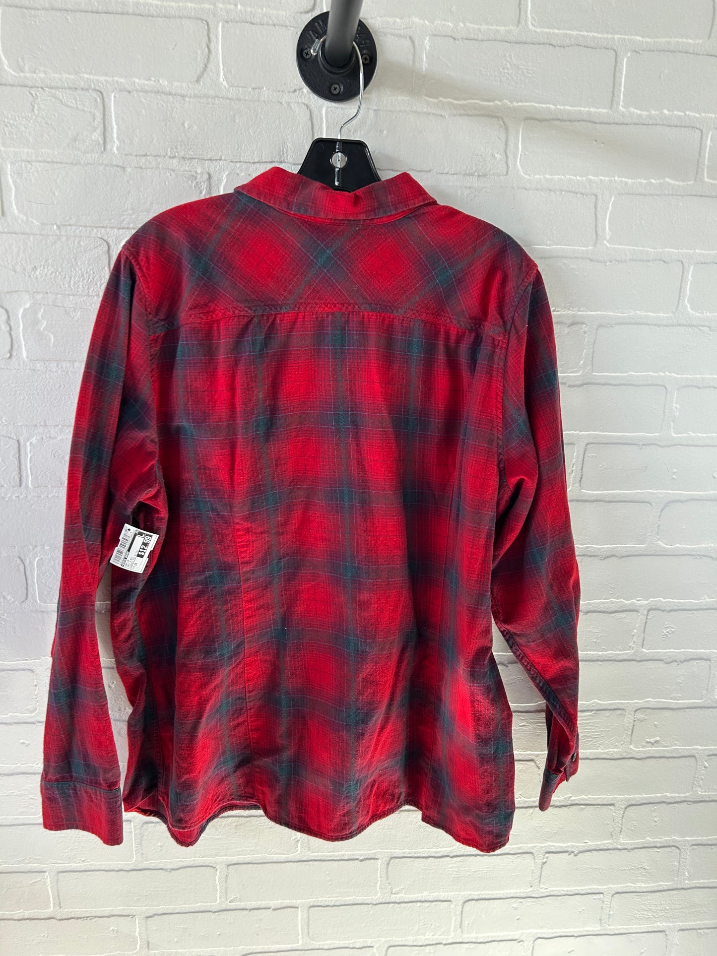 Top Long Sleeve By Eddie Bauer In Grey & Red, Size: 2x