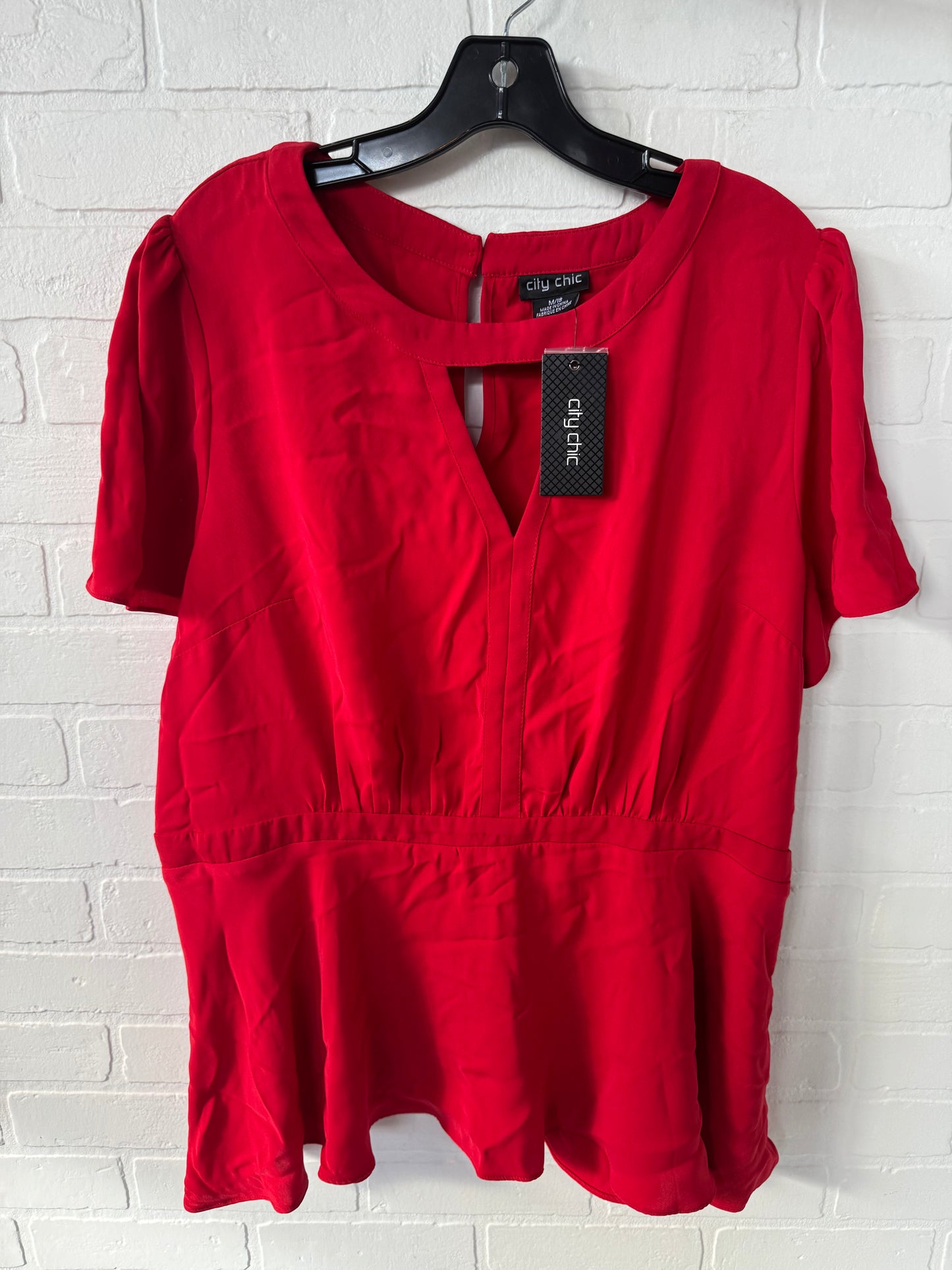 Top Short Sleeve By City Chic In Red, Size: 1x