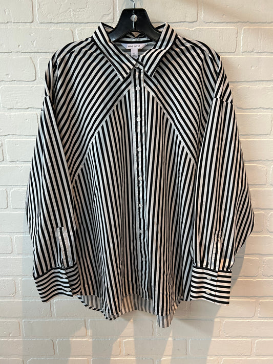 Top Long Sleeve By Nine West In Black & White, Size: Xl