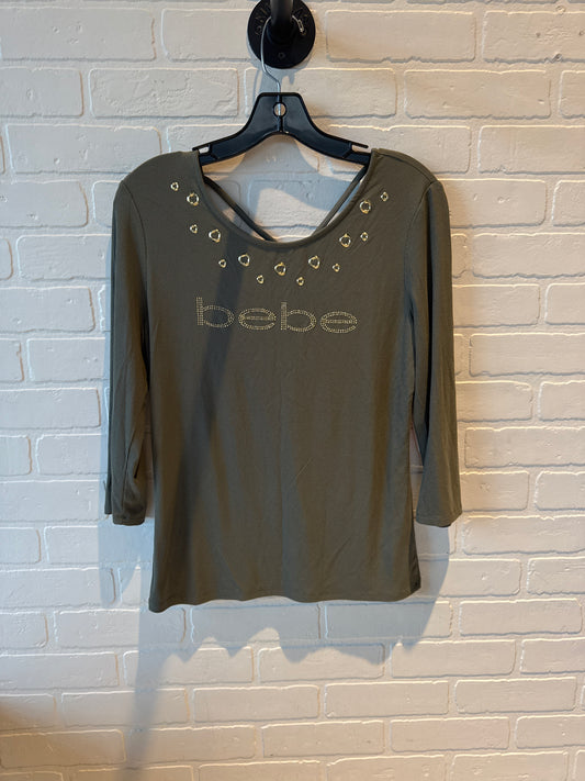 Top 3/4 Sleeve Basic By Bebe In Gold & Green, Size: L
