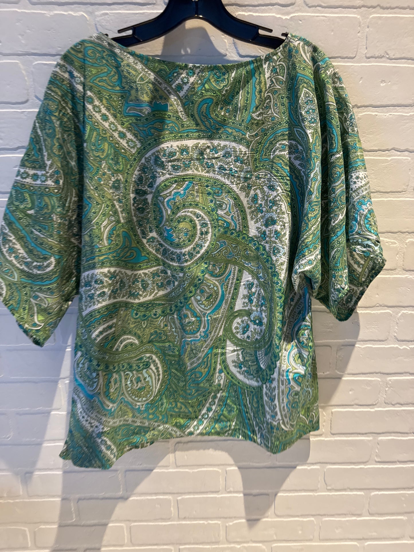 Top Short Sleeve By Talbots In Green & White, Size: M