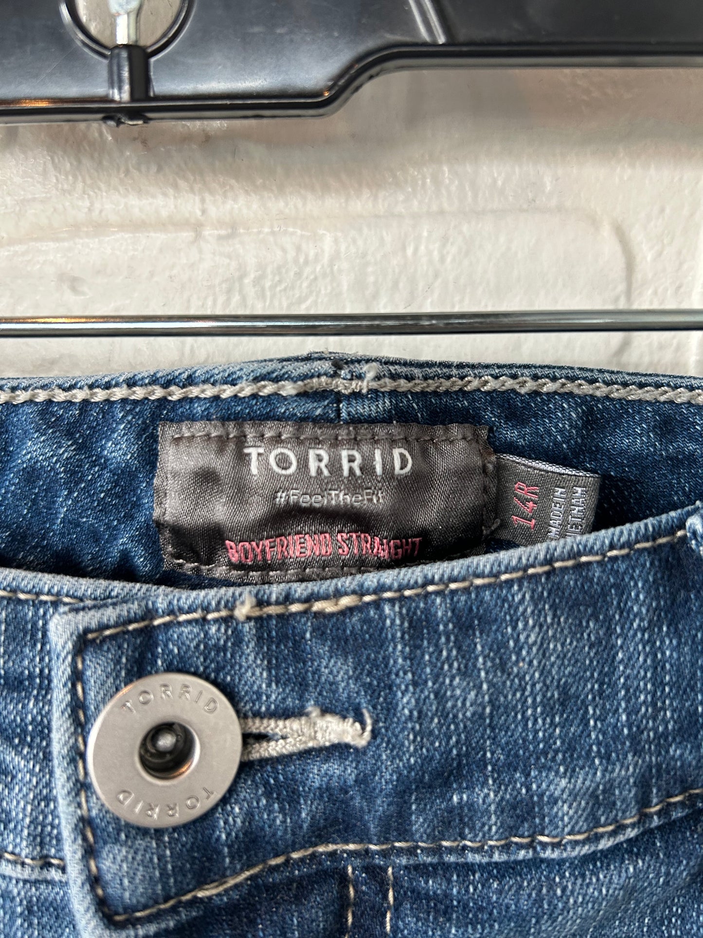 Jeans Boyfriend By Torrid In Blue Denim, Size: 14