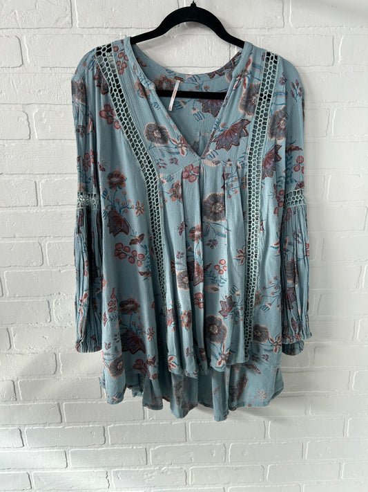 Tunic Long Sleeve By Free People In Brown & Green, Size: S