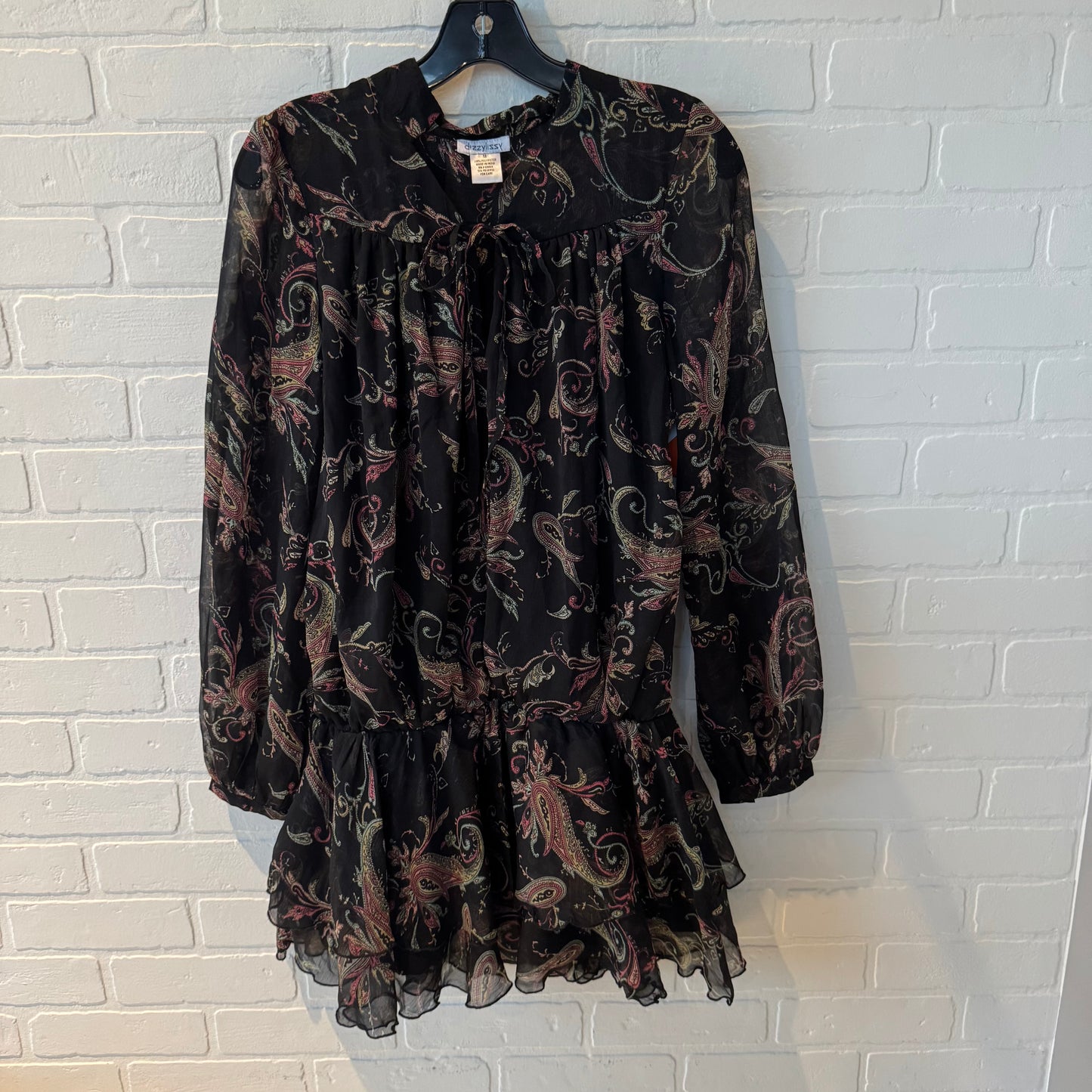 Tunic Long Sleeve By DIZZY LIZZY In Black & Green, Size: M