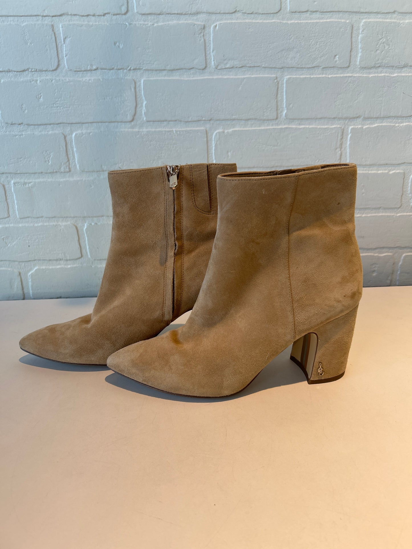 Boots Ankle Heels By Sam Edelman In Tan, Size: 9