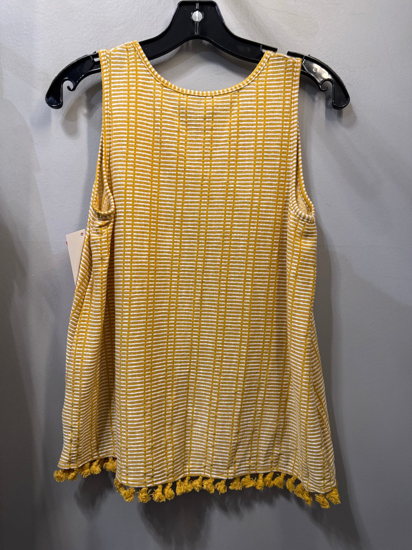 Top Sleeveless By W5 In White & Yellow, Size: S