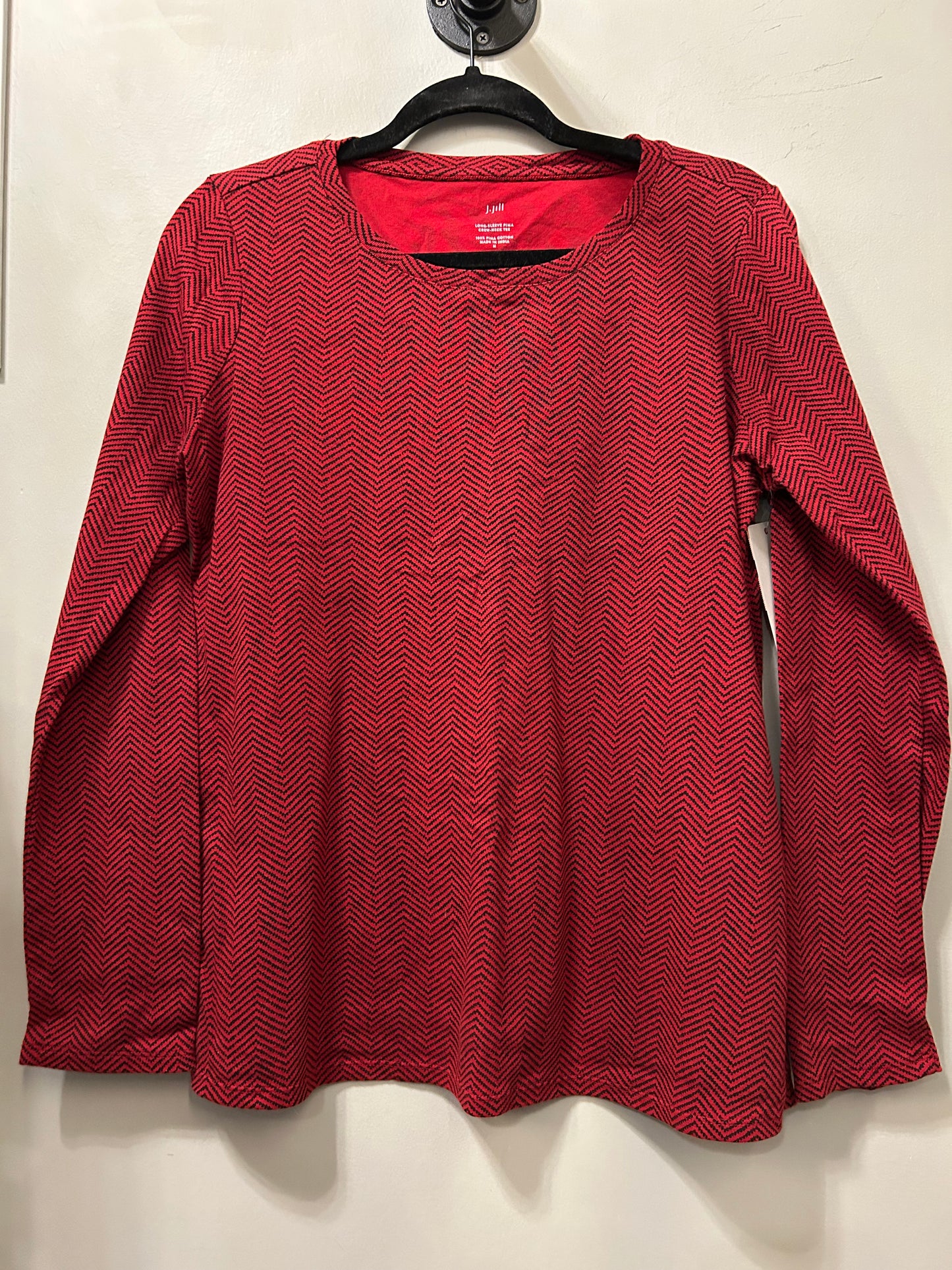 Top Long Sleeve By J. Jill In Black & Red, Size: M