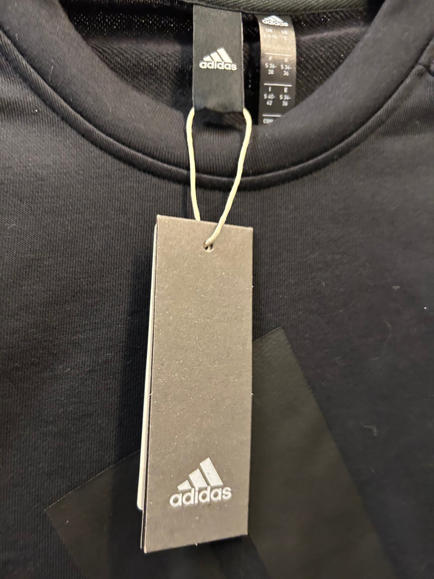 Athletic Sweatshirt Crewneck By Adidas In Black & White, Size: S