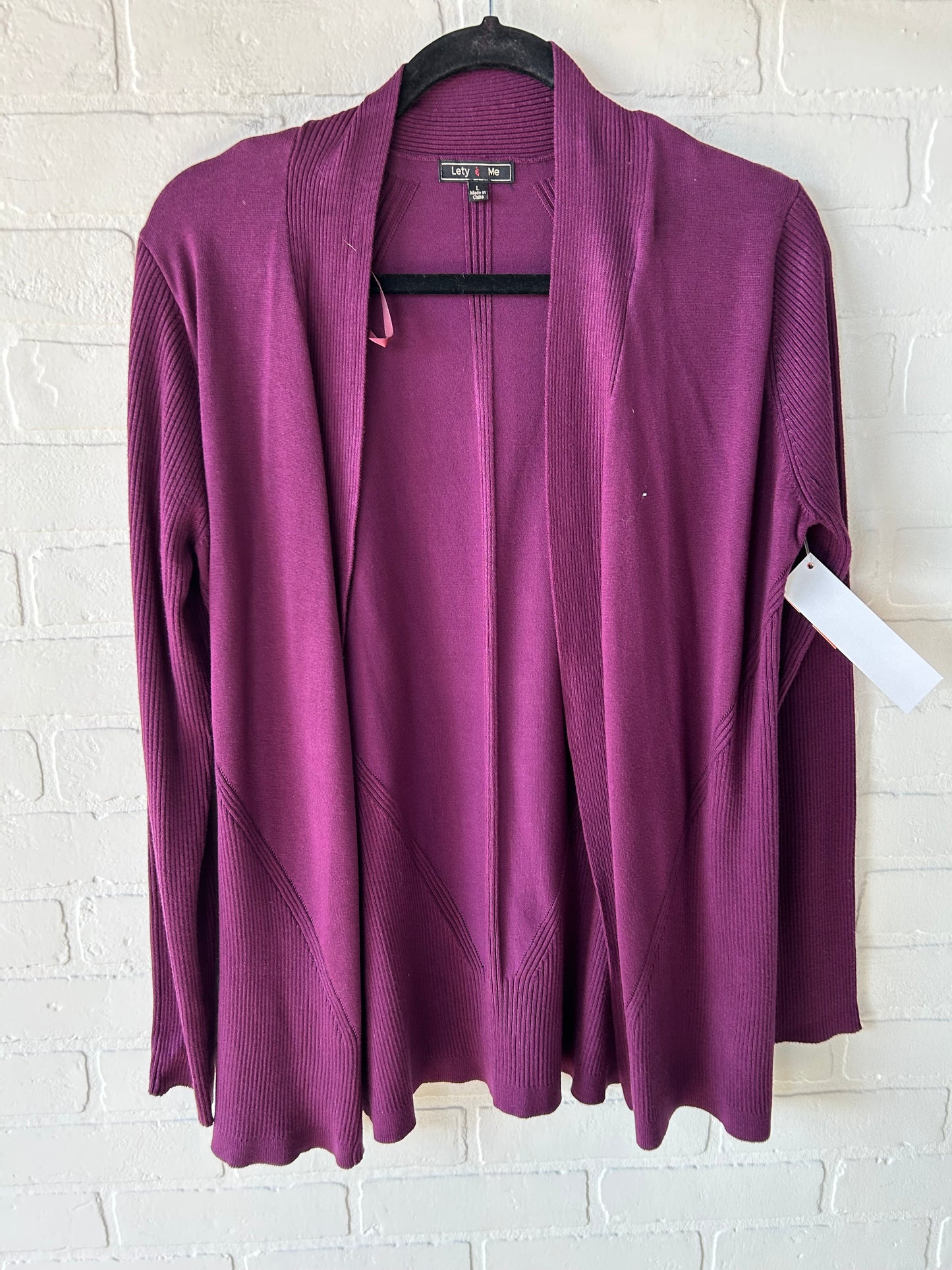 Sweater Cardigan By  LETY & ME  In Purple, Size: L