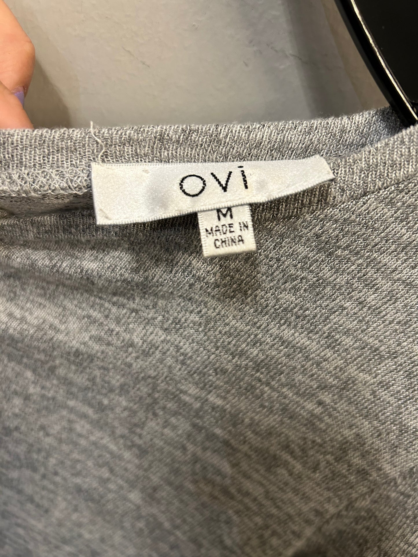 Top Long Sleeve By  OVI  In Grey & White, Size: M