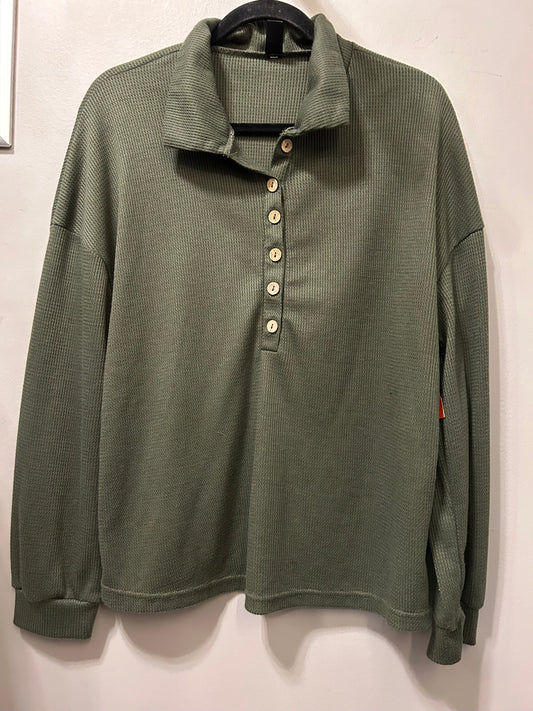 Top Long Sleeve By Shein In Green, Size: L