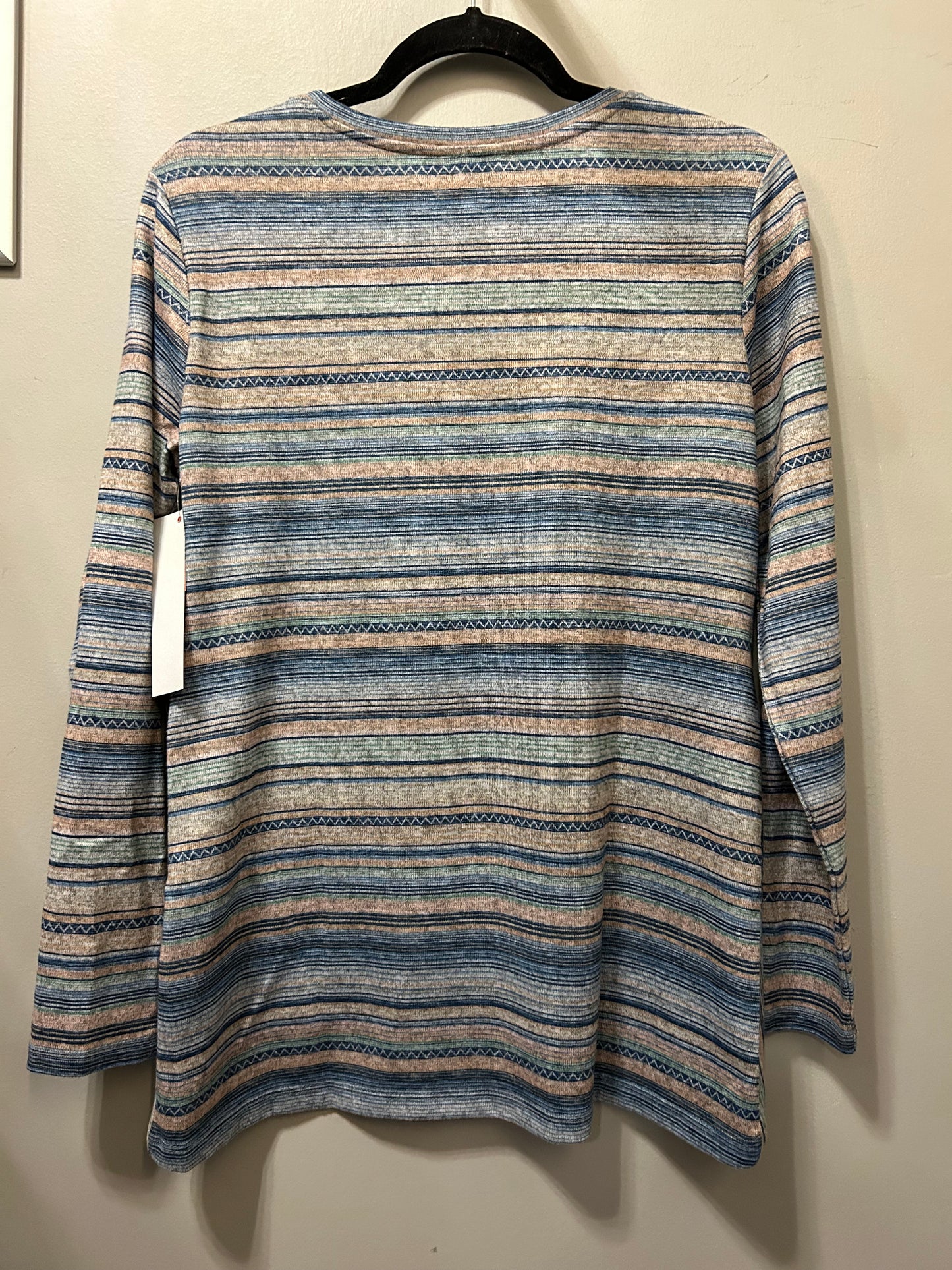 Top Long Sleeve By Christopher And Banks In Blue & Tan, Size: M