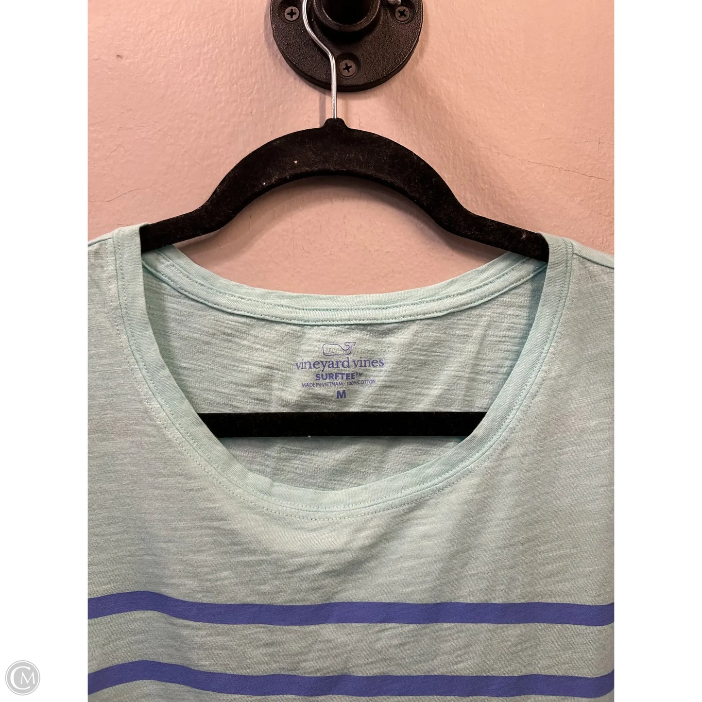 Top Short Sleeve By Vineyard Vines In Blue & Green, Size: M